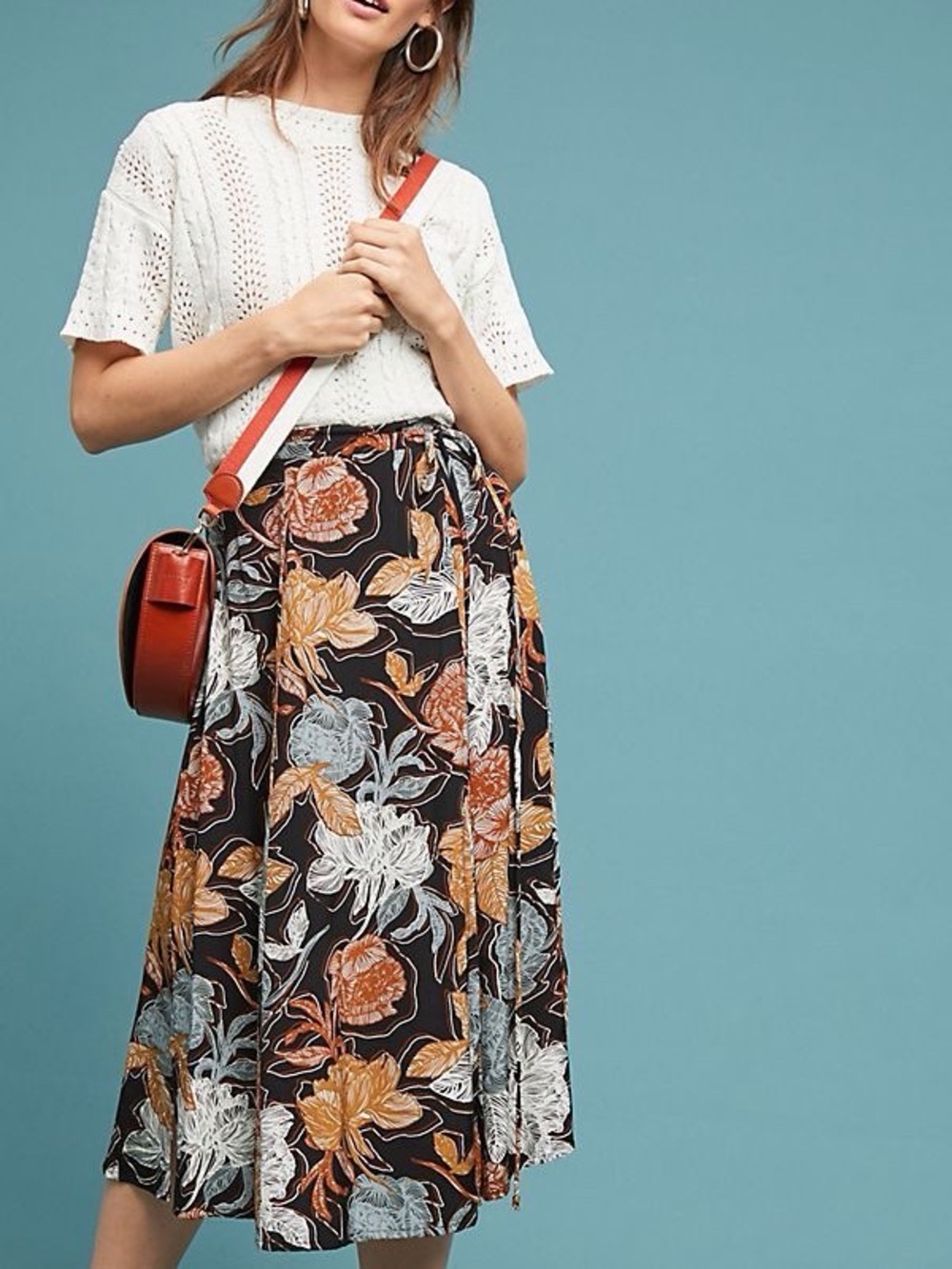Wrap Skirt with Tan & Gray Floral Print by Faithfull